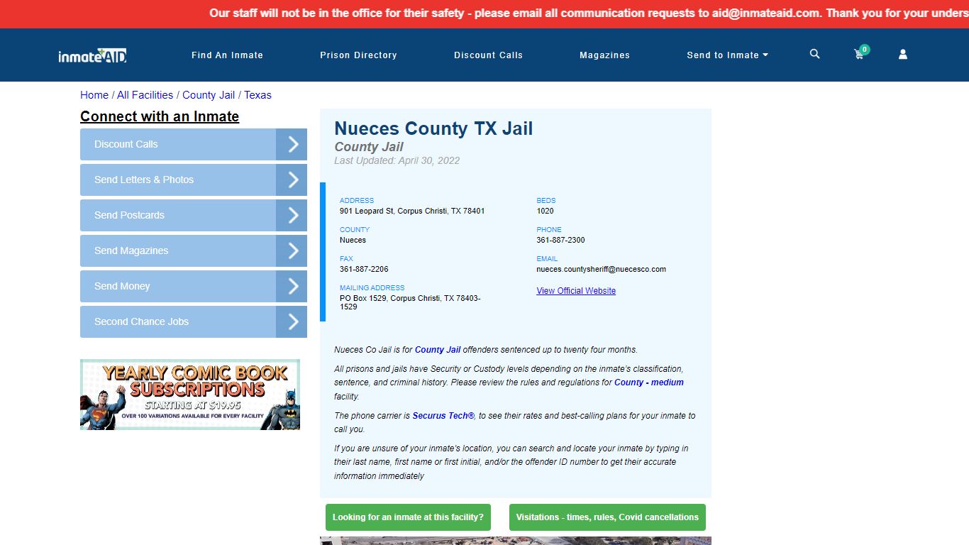Nueces County TX Jail - Inmate Locator - Corpus Christi, TX