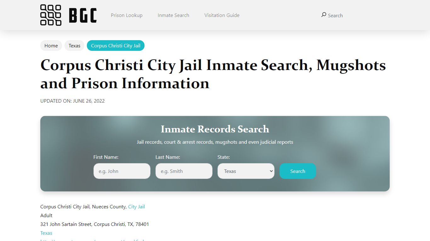 Corpus Christi City Jail Inmate Search, Mugshots ...