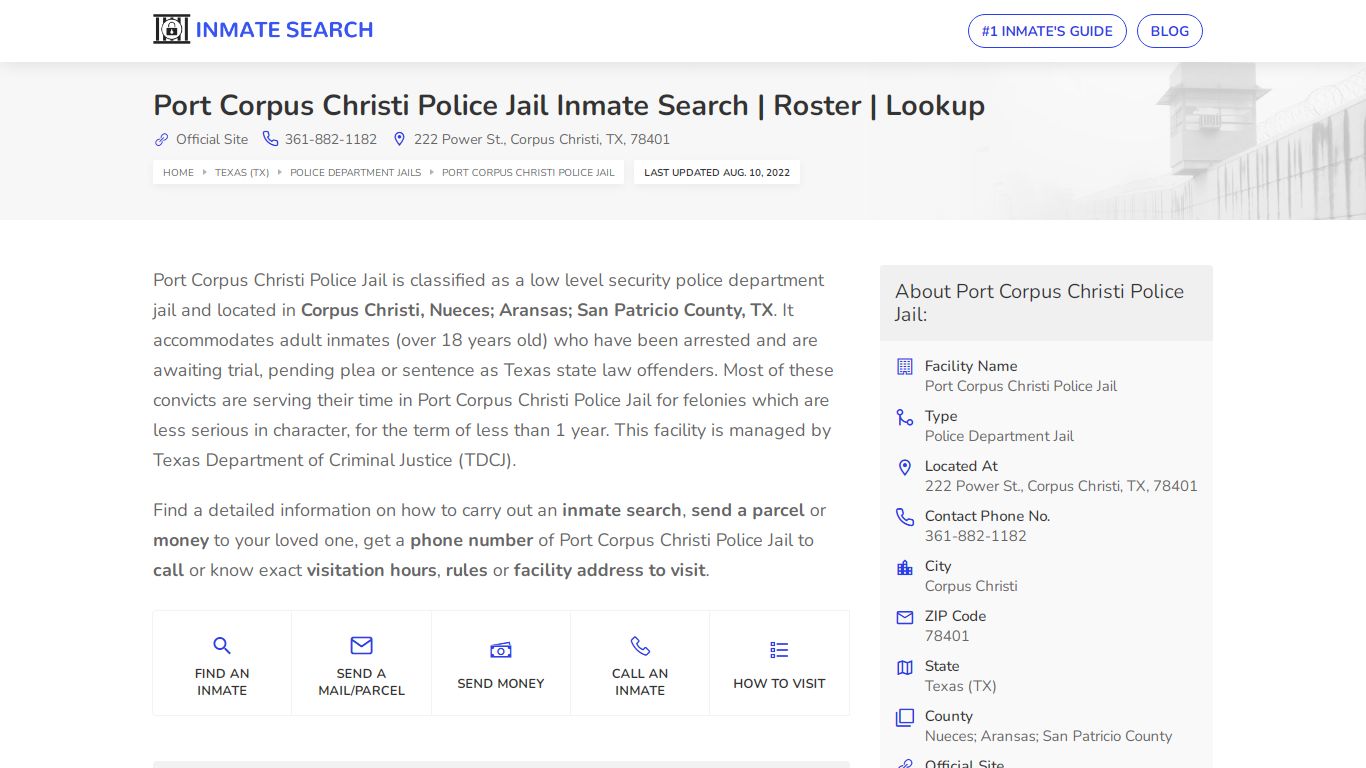 Port Corpus Christi Police Jail Inmate Search | Roster ...