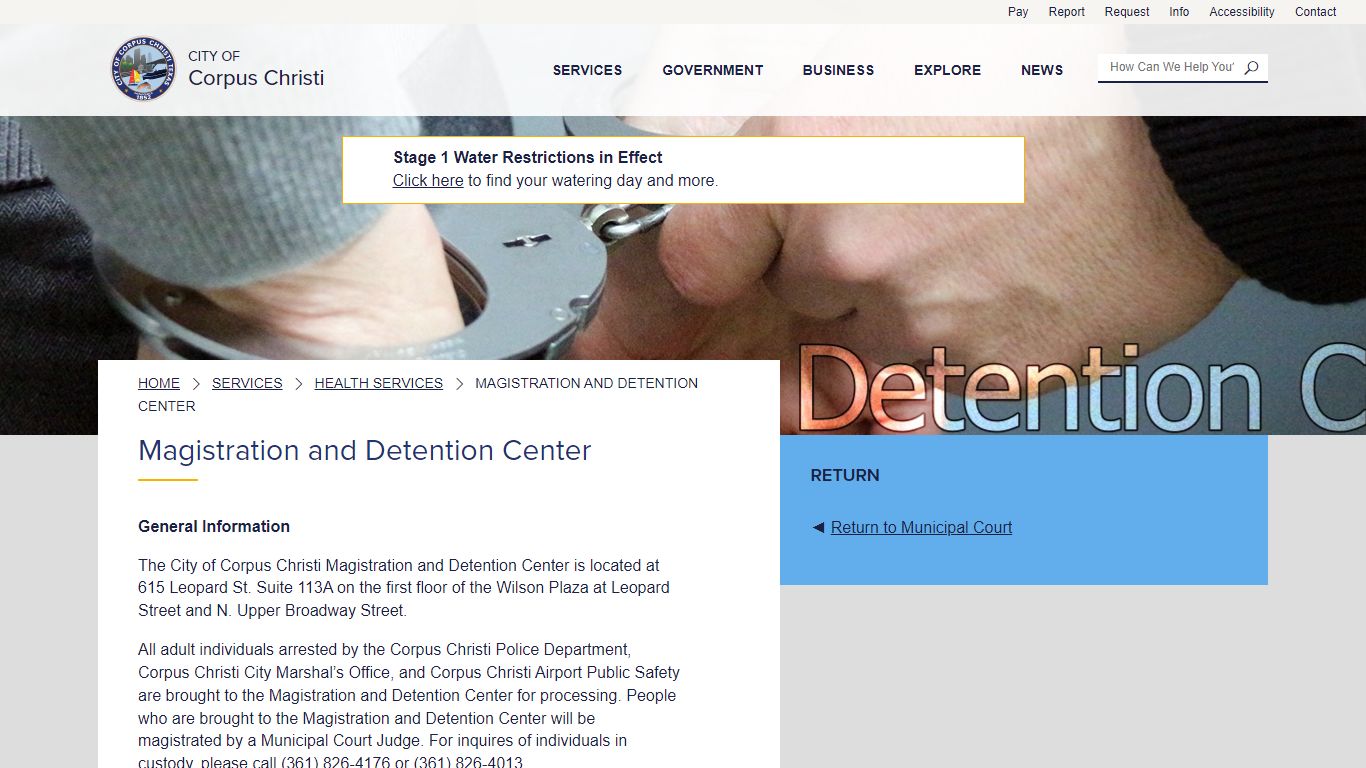 Magistration and Detention Center | City of Corpus Christi